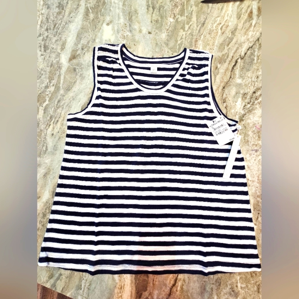 Caslon NWT Navy White Striped Tank Top Women’s Size M Nordstrom
